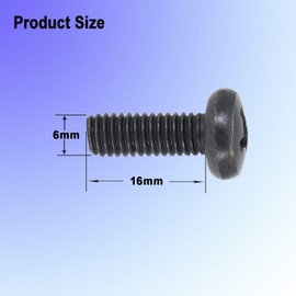 Black License Plate Screws for Lexus, Toyota, M6-1.0 x 16 mm Bolt,Phillips Machine Pan Head 18-8, Stainless Steel(8 Pack)