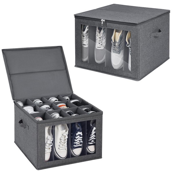 Shoe Organizer for Closet 2 Pack, Fabric Shoe Storage Containers