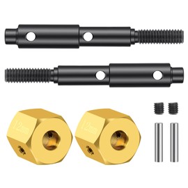 MORFUM RC Brass Wheels Hex Hub 10mm/12mm Offset Extension Hex Drive Adapter Counterweight with RC Portal Drive Stub Axle Set Compatible with 1/10 Redcat Ascent Fusion Ascent Upgrade Parts (12mm)