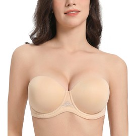 Lemorosy Women's Plus Size Full Coverage Underwire Red Carpet Multiway Contour Smoothing Strapless Bra(Nude, 38B)