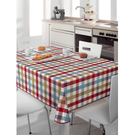 BEAUTEX Oilcloth Tablecloth Wipe Clean Non-Slip with Piping Band Square Round Oval Motif Choice of Colours (Checked Pastel Red, Square 130 x 160 cm)