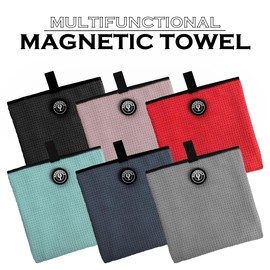ROSINGOLF Magnetic Golf Towel with Clip, Microfiber Waffle Material,Highest Strength Magnet for Golf Carts,Golf Balls and Golf Bags,Golf Gift for Golfer（Pink