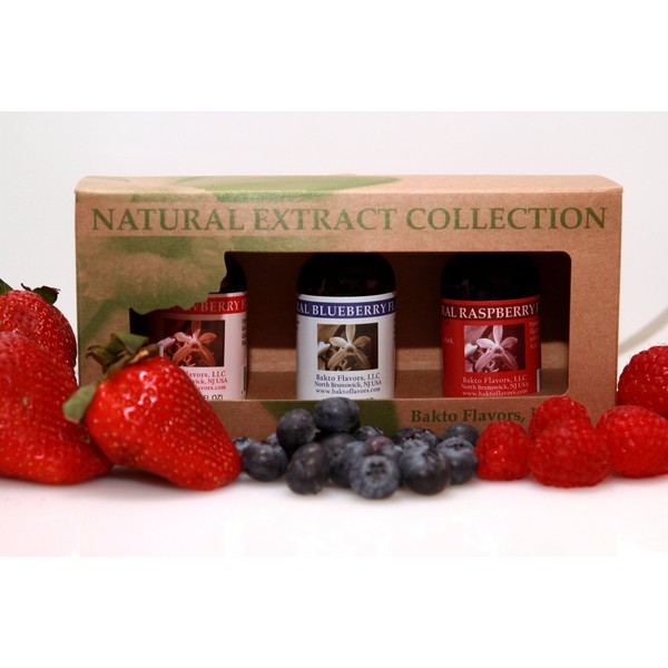 Bakto Flavors Natrural Blueberry, Strawberry and Raspberry Flavor Collection- Gift Box