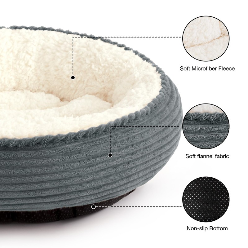 Love's cabin Round Donut Cat and Dog Cushion Bed, 25in
