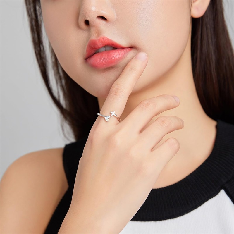 VOROCO 925 Sterling Silver Adjustable Ring Open Trendy Statement Ring