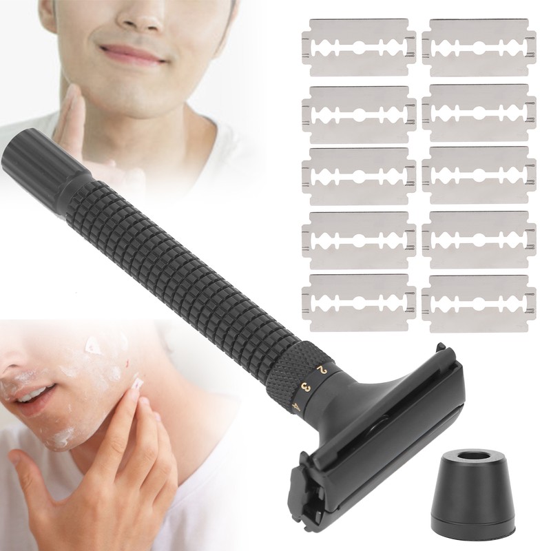 Men Manual Razor Blade Base Set Adjustable Brass Double Edge