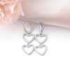 Sterling Sliver Love Heart Hoop Earrings with Dangle Charms for