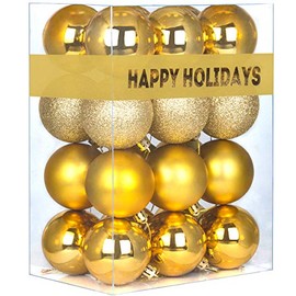 GameXcel 24Pcs Christmas Balls Ornaments for Xmas Tree - Shatterproof Christmas Tree Decorations Large Hanging Ball Gold 2.5" x 24 Pack