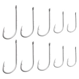 EMSea Pack of 50 Bait Holder Sea Fishing Hooks with Barbed Shaft Hooks Fishing Hooks Worm Hooks for Freshwater Saltwater Redfish Snook Black