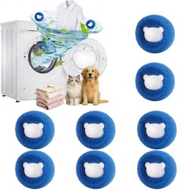 Pet Hair Remover Washing Machine, Pack of 8 Reusable Lint Balls, Washing Machine, Lint Catcher Balls, Hair Catcher Against Pet Hair & Lint, Cat Hair Remover, Dog Hair Remover, Washing Machine