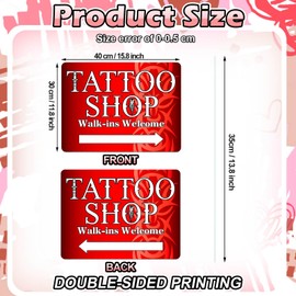 AceOrbit 3 Pcs Tattoo Shop Arrow Yard Signs 16 x 12 Inches Tattoos Advertising Banner Double Sided Yard Decoration with Stakes Shop Advertising Signs for Outdoor Business and Events Publicity