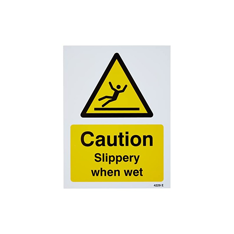 Caledonia Signs 14229E Caution Slippery When Wet Sign, 200 mm
