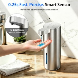 Touchless Automatic Liquid Soap Dispenser, Stainless Steel, Rechargeable