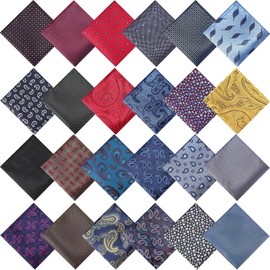 SATINIOR 24 Pieces Pocket Squares for Men Suit Pocket Handkerchief Soft Colored Men Assorted Hankies for Wedding Party(Trendy Style)