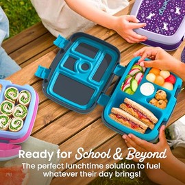 Bentgo Kids Prints - Lonchera bento a prueba de fugas, de 5 compartimentos, porciones de tamaño ideal para niños de 3 a 7 años, sin BPA, apta para... 