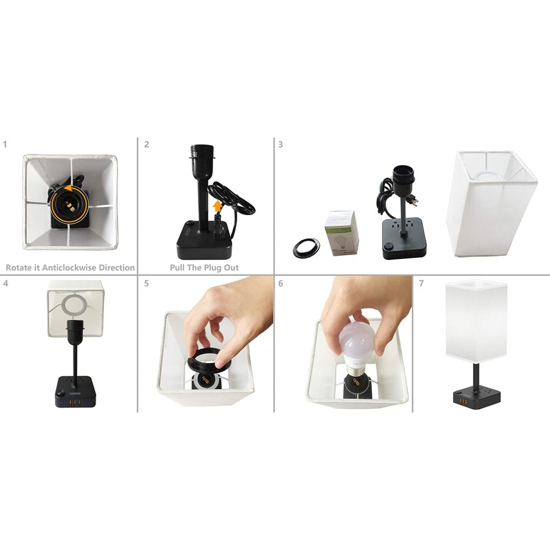 cozoo RGB Remote Bedside Lamp 16 Color Dimming for Nightstand