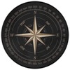Compass Rose Round Area Rug, Artwork Black Non-Slip Circle Rug
