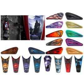 Motorcycle Gas Tank Decals/Sets - for Harley Davidson Sportster 883 1200 Honda Shadow Suzuki Kawasaki Indian Yamaha (Coffin Grim Reaper - 1pc Top Tank Decal)
