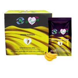 CONDON DE LATEX CON SABOR Y AROMA LUBRICADOS DO IT LOVELY 1 CAJA CON 12 BOLSAS CON PZS C/U CONDON HECHO EN MEXICO (Regular, Platanó)