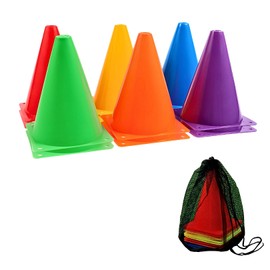 Charmoon Color Cones, Set of 12, 7.1 inches (18 cm), 6 Colors, Storage Bag, Lightweight, Soft, Unbreakable, Mini Cones