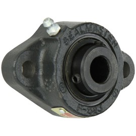 Sealmaster SFT-10 Standard Duty Flange Cartridge Unit, 2 Bolt, Regreasable, Felt Seals, Setscrew Locking Collar, Cast Iron Housing, 5/8" Bore, 3-7/8" Overall Length, 3" Bolt Hole Spacing Width, 7/16" Flange Height, ±2 Degrees Misalignment Angle