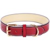 Reflective Genuine Leather Dog Collar Adjustable Soft Padded for Small,