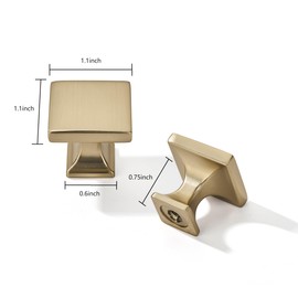 khtumeware Champagne Bronze Cabinet Knobs 10 Pack Satin Brass Drawer Knobs Square Knobs for Cabinets and Drawers Cabinet Hardware Kitchen Cabinet Knobs