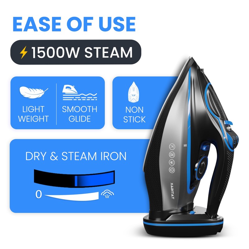 Xabitat Luxury Cordless Iron | 1500W Steam Iron | Anti