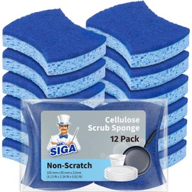 MR.SIGA Esponja Exfoliante de celulosa antiarañazos para Cocina, Doble Cara, 12 Unidades