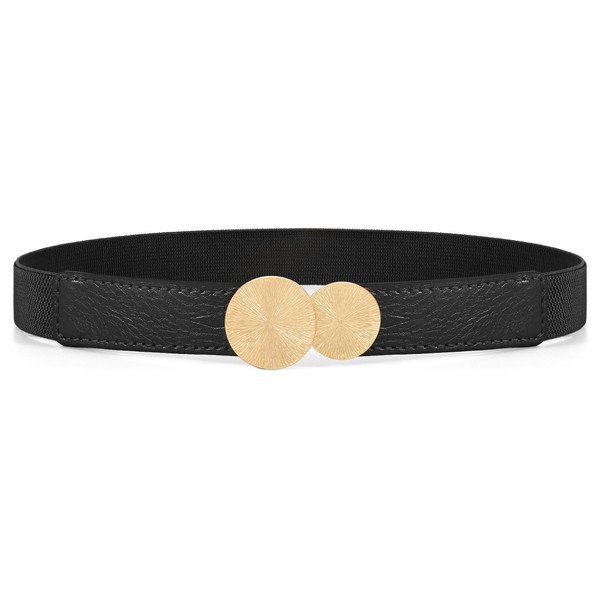 JasGood Women's Elastic Thin Belt, black