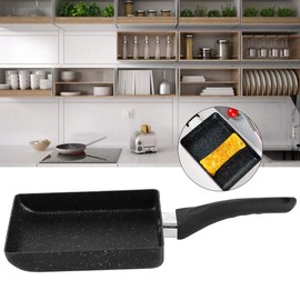 Square Japanese Omelette Pan, Egg Pan Skillet Nonstick Tamagoyaki Egg Roll Pan Rectangle Egg Frying Pan with Plastic Handle, Black