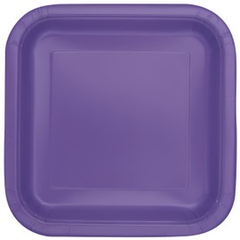 Unique Elegant Disposable Paper Neon Purple Square Dessert Plates - 7" (16 Ct) | Easy Cleanup and Quick Tidying Up - Perfect for Parties and Events