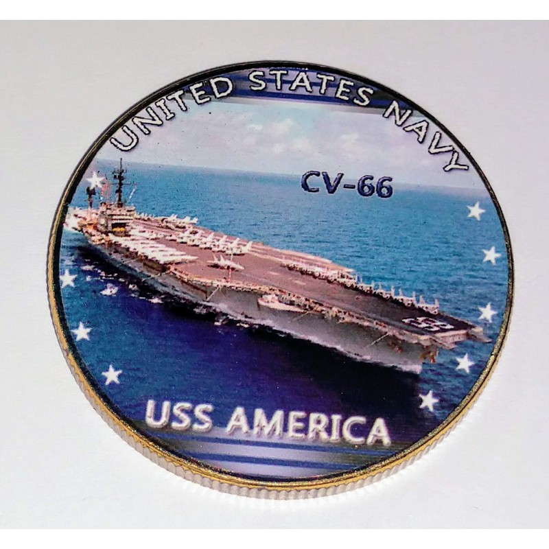 Navy USS America CV-66 Challenge Art Coin