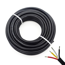 20AWG UL2464 Power Cable Flexible Stranded Electrical Wire LED Red & Black & Yellow & White 4 Conductors 20Gauge 4cord 25ft