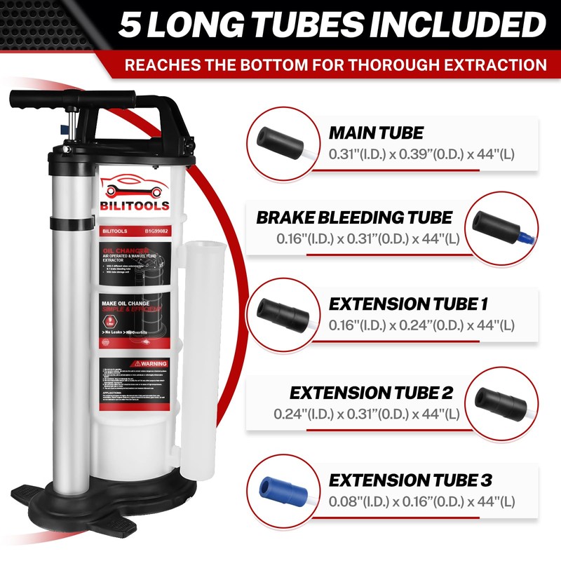 BILITOOLS 2 in 1 9L Vacuum Oil Pump Extractor Pneumatic/Manual