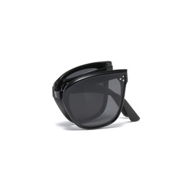 [Kelmon] New Folding Sunglasses TR90 Unisex Fashion Sunglasses Ultralight Night Vision Goggles Polarized Sunglasses UV Protection Driving Travel Fishing, black frame + gray lens