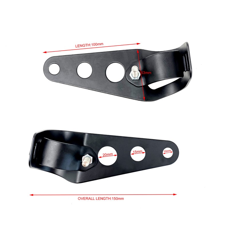 Pair Of Black Universal Fork Mount Headlight Brackets To Fit