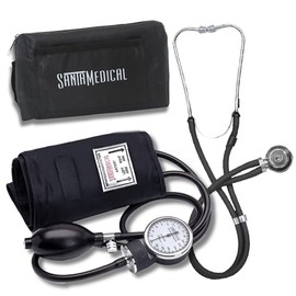 Santamedical Adult Deluxe Aneroid Sphygmomanometer with Stethoscope, Cuff and Carrying Case, Black
