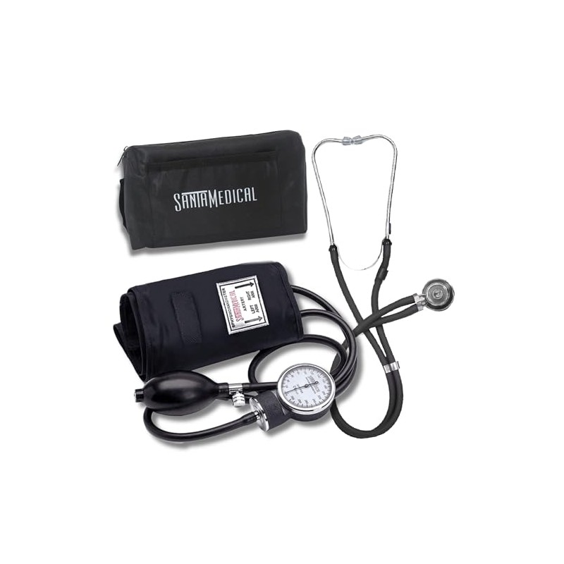 Santamedical Adult Deluxe Aneroid Sphygmomanometer with Stethoscope, Cuff and Carrying