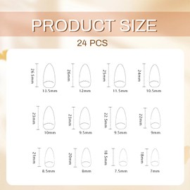 GlamRays Pack of 24 Pink Press On Nails French Lace Almond Medium False Nails with 3D Heart Pearl Jewel Design White Colour Gradient Bow Silver Star Nailing Nails