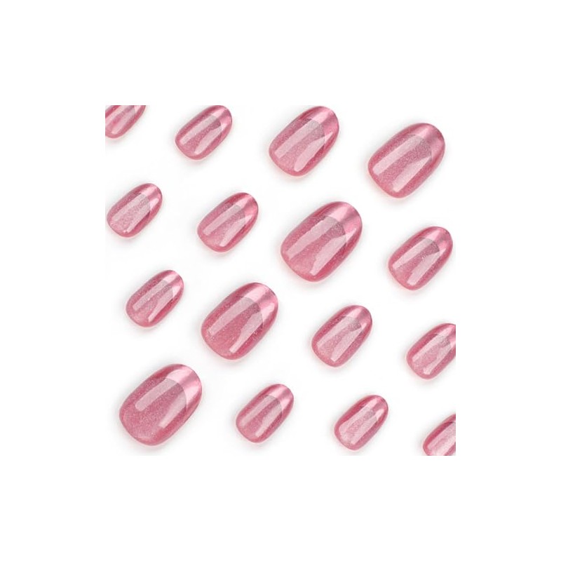 Hkanlre Uñas Postizas De Color Rosa Con Cobertura Total, Uñas