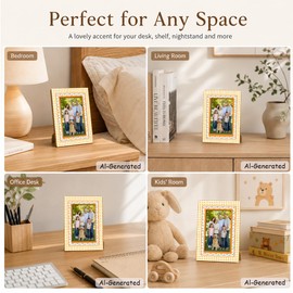 YTCSIHSV Orange Checkered 4x6 Picture Frame – Retro Vibes, Decorative Frame for Home, Office, and Tabletop Display, Ideal for Spring and Summer Decor Gifts