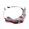 Headband with Elastic Sparkly Striped Bow - Red