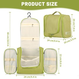 Boic Men's Toiletry Bag for Hanging for Women, Men, Wash Bag Women, Toiletry Bag for Hanging, Travel Cosmetic Bag, Toiletry Bag Men with Hook for Trips, Green, Green