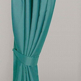 HOMESCAPES Teal Embossed Curtain Tie Back Pair Herringbone Chevron Textured Retro Geometric Design 2 Tie Backs For Curtain Pair – Coordinating with Blackout Thermal Curtains