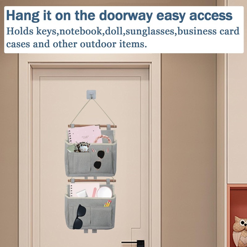 Surplex Pack of 2 Grey Wall Hanging Storage Bag, Waterproof