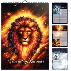 Birthday Calendar Undated Birthday Planner Wall Calendar A5 Perpetual Year-Independent Calendar Birthday Overview for Hanging Design Zodiac Sign Astrology