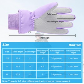 JUPSK Kids Winter Ski Gloves Purple Unicorn Waterproof Anti Slip Plush Thermal Snowboard Gloves for Children Girls and Boys Age 3-5