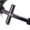 Mens Womens Shinny Black Stainless Steel Horizontal Sideway Lateral Cross