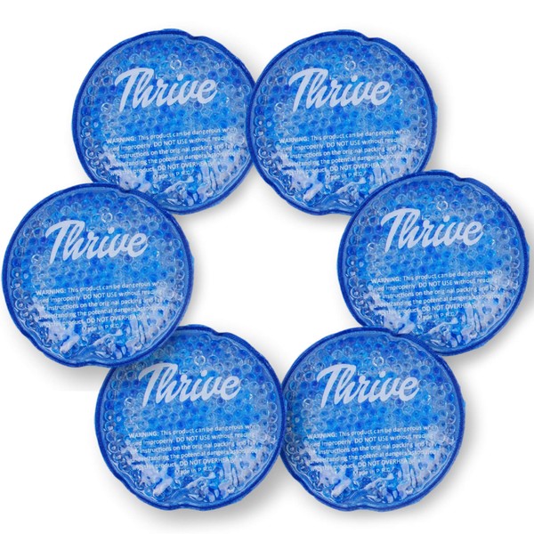 Thrive Round Hot & Cold Ice Packs (6 Pack) – FSA HSA Approved Product - Reusable Gel Bead Ice Pack w/ Cloth Fabric Backing – Hot and Cold Pack for Tired Eyes, Sinus Relief